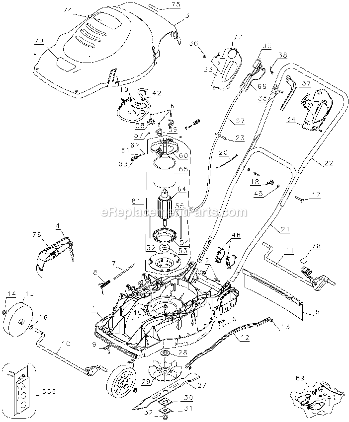 Black and Decker LM175 (Type 2) 18-Inch 6.5a Mower Power Tool Page A Diagram